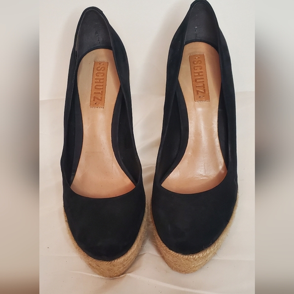 SCHUTZ - size 10- suede black braided spadrilke wedge heel- "Like new" - Picture 3 of 10